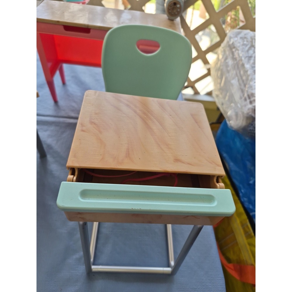 Lot Of 5 Pieces Of OUR GENERATION DOLL FURNITURE School Desk Table Dresser...